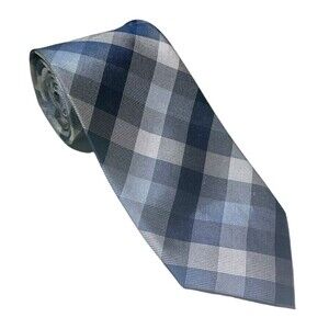 Ryan Seacrest Distinction Weho Blue Plaid 3" Tie 100% Silk Modern Business